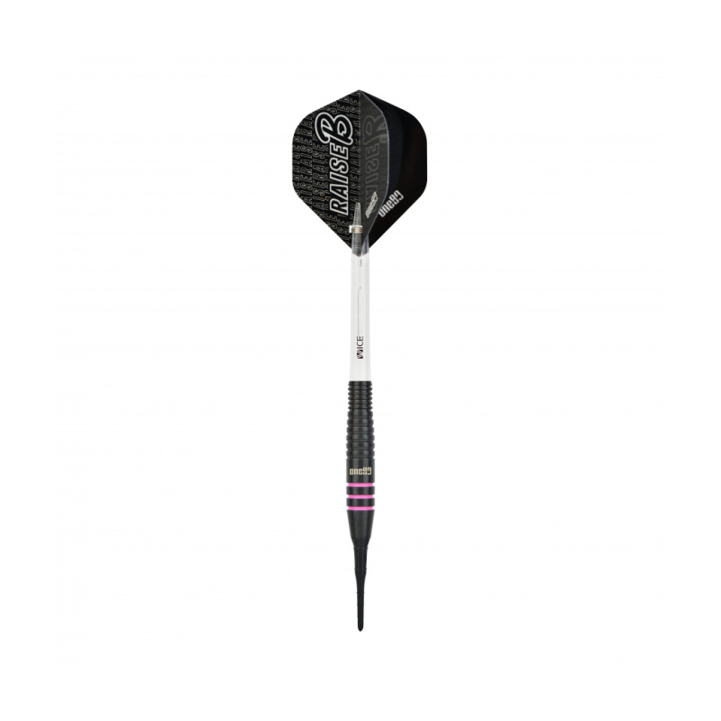 Set de 3 Fléchettes Raise B-PI Noire et Rose 80% Tungstène 18g Soft - D5636BPI
