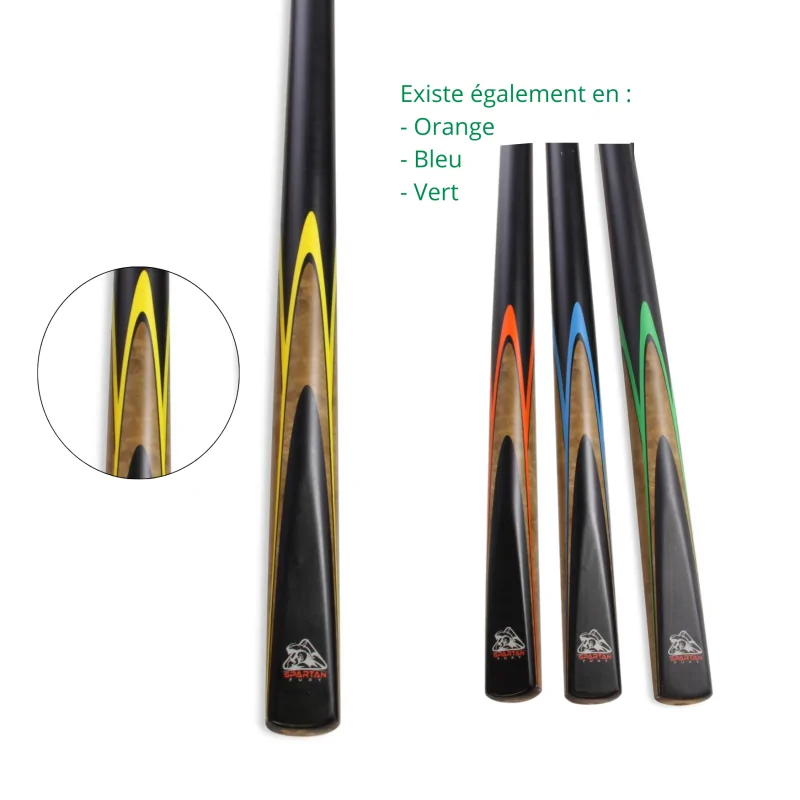 Queue de billard Spartan Fury Yellow Conquest 145cm 1/2 - 9mm Pool et Snooker - QFC9506