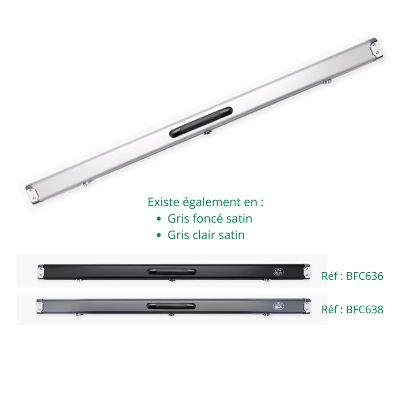 Boîtier Baize Master Prestige Gris clair Satin pour 2 queues monobloc - BFC639
