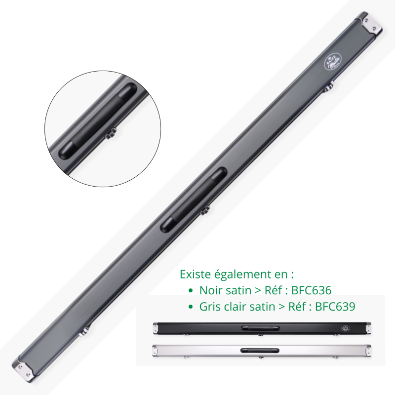 Boîtier Baize Master Prestige Gris foncé Satin pour 2 queues monobloc - BFC638