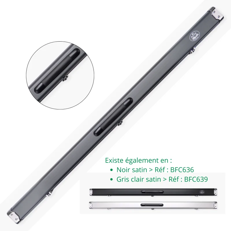 Boîtier Baize Master Prestige Gris foncé Satin pour 2 queues monobloc - BFC638