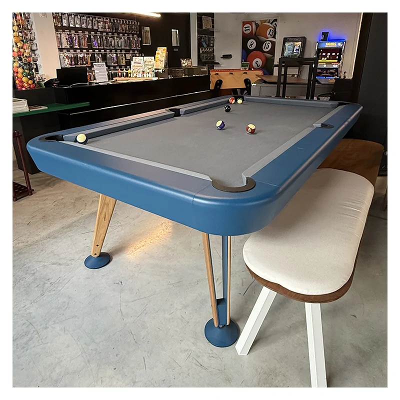Billard Américain 7ft RS Diagonal Coloris Bleu - Modèle d'exposition avec pieds et plateaux noyer - DIAG7-IN-BLEU