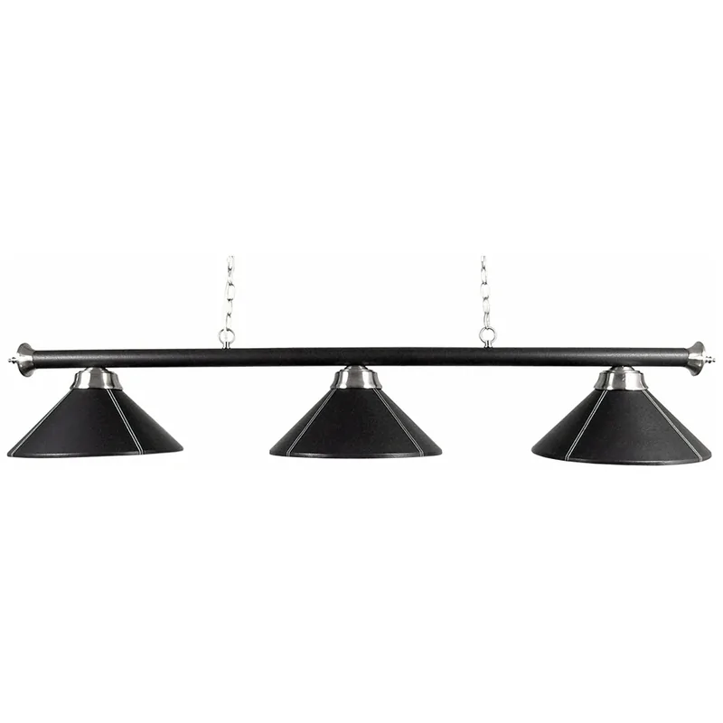 Luminaire 3 globes simili cuir noir 150 cm - G149SC