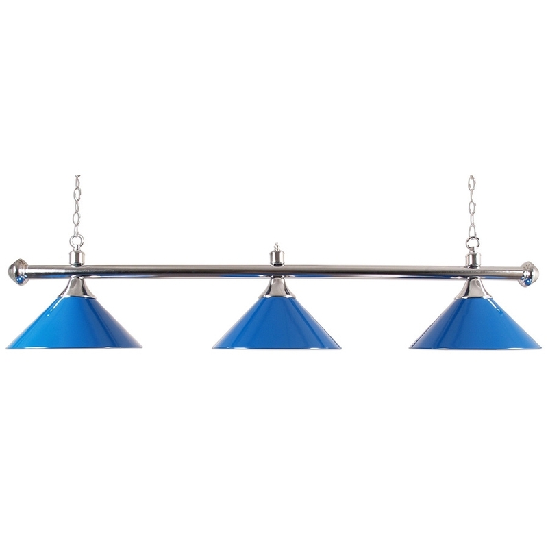 Luminaire Chromé 3 globes bleus 150 cm - G149B