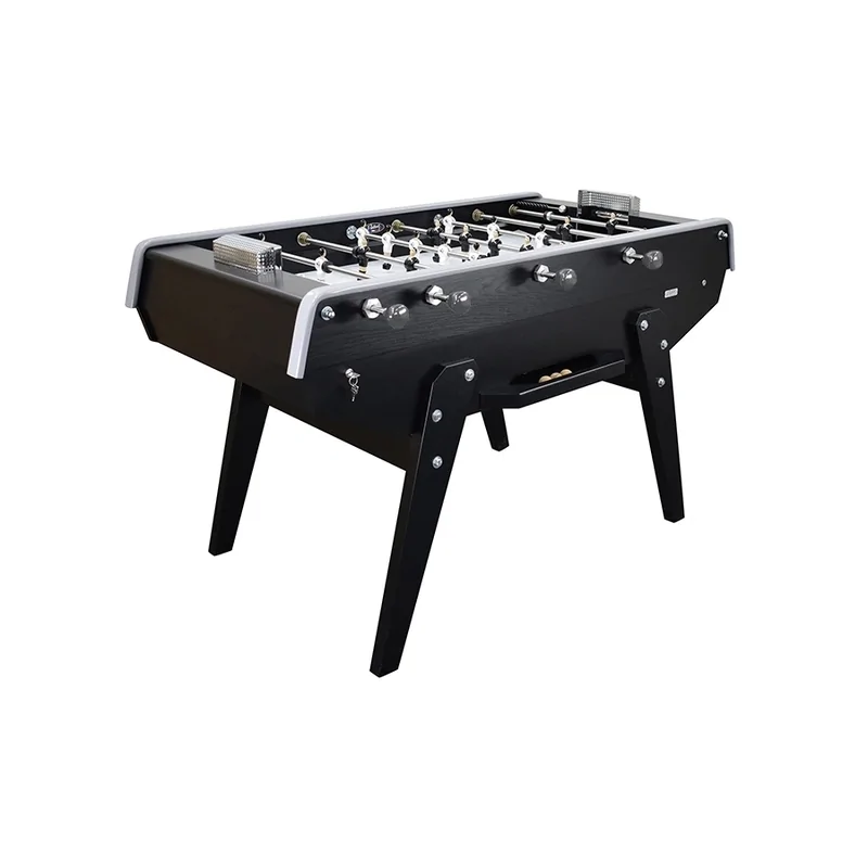 Baby-foot PETIOT 200 Noir Laque Satinée Mains courantes grises - W807N-MCG