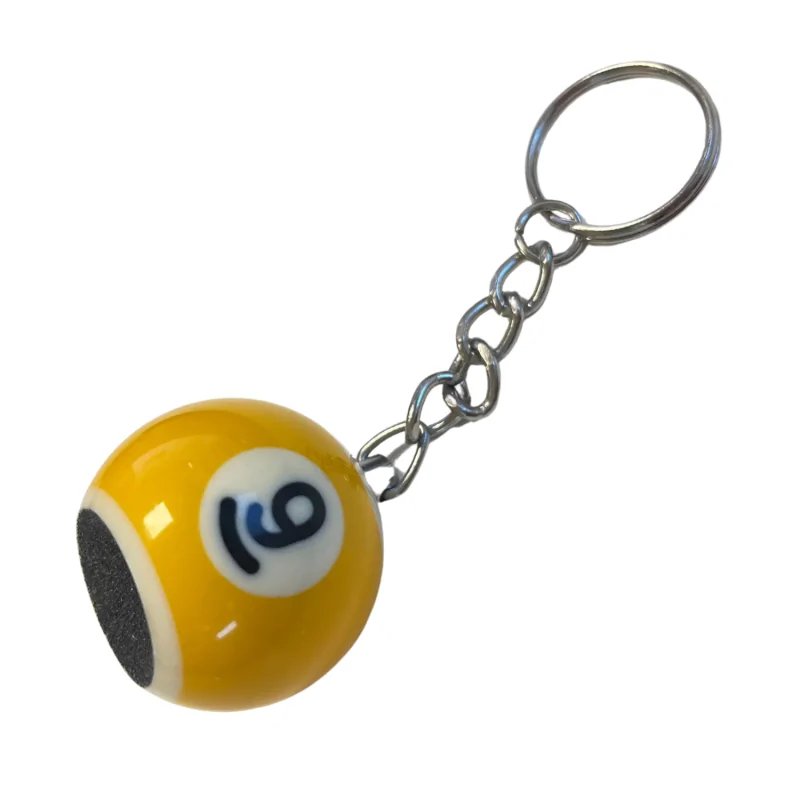Porte-clefs boule de billard abrasif n° 9 de couleur jaune - A373