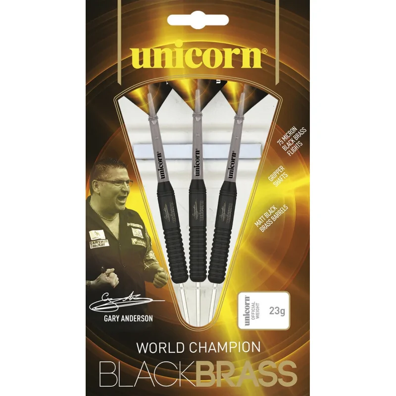 Fléchettes Unicorn Black Brass Gary Anderson Acier 22Gr - BU27664