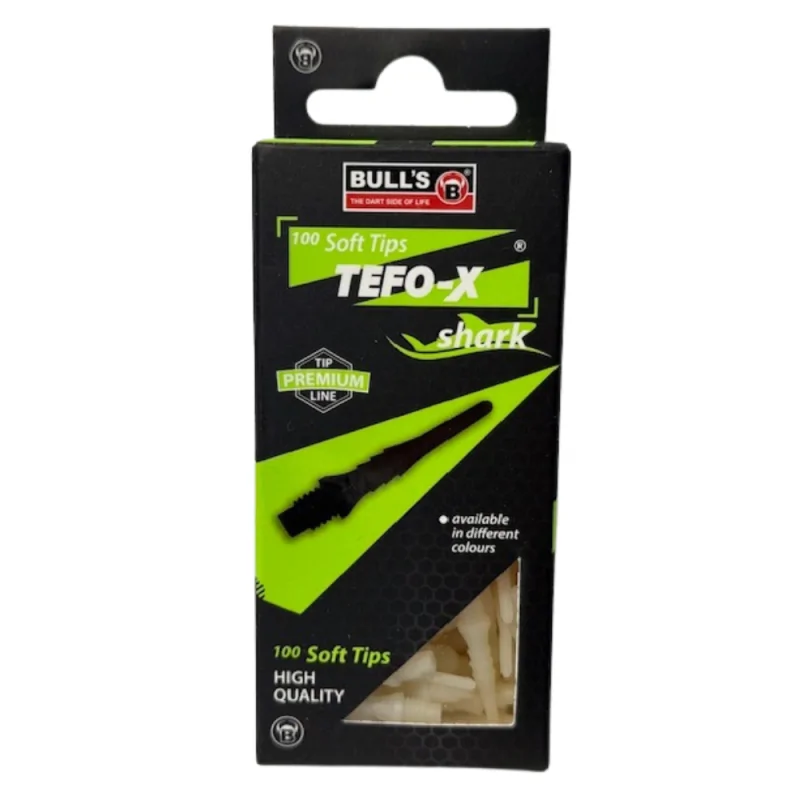 Paquet de 100 pointes Tefo-X Shark blanche Bull's - BU62219
