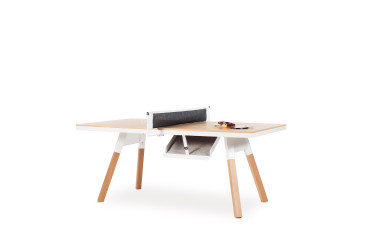 Table de Ping Pong You and Me 180 Convertible Chêne Clair et Blanc